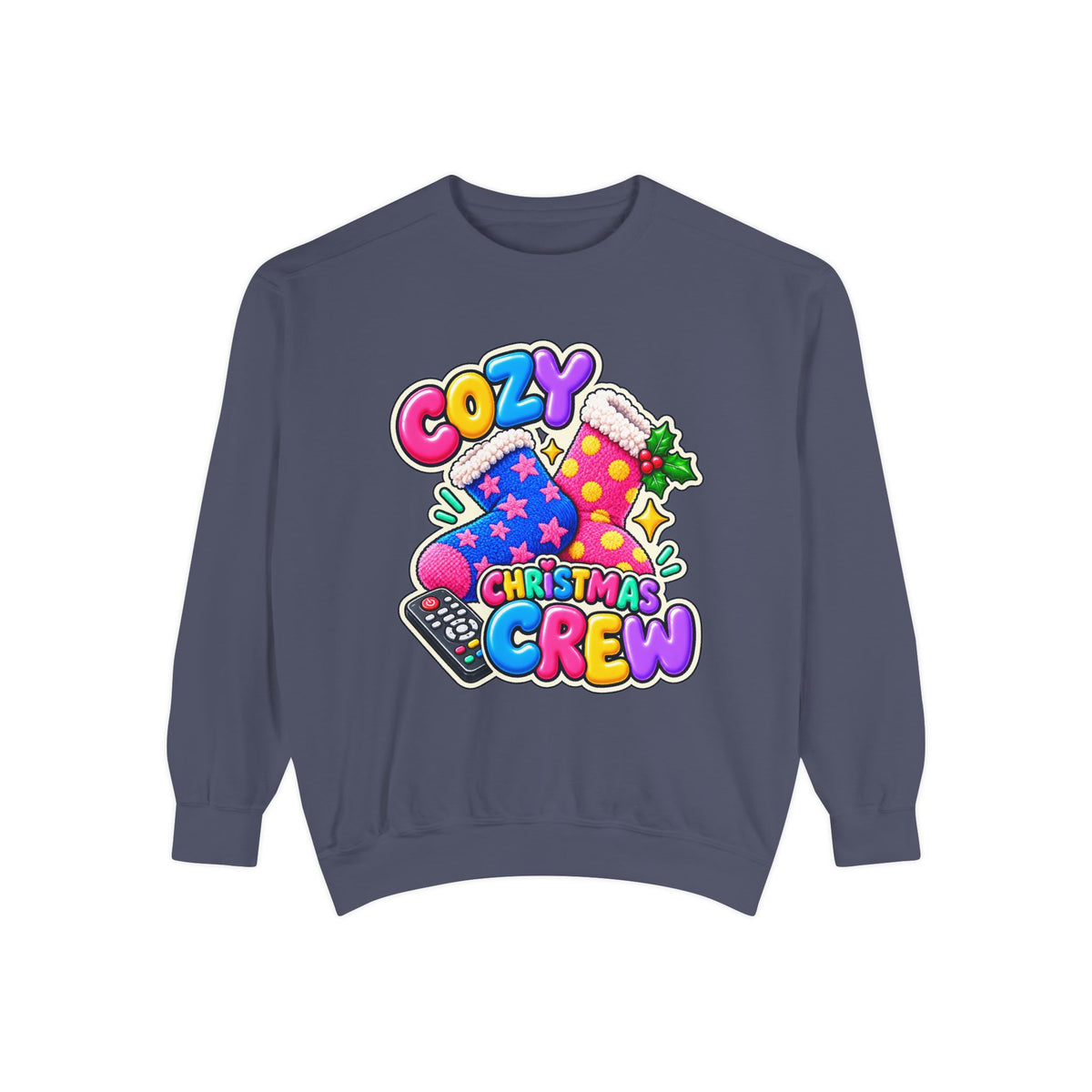 Cozy Christmas Crew Crewneck Sweatshirt 🧦🎄📺