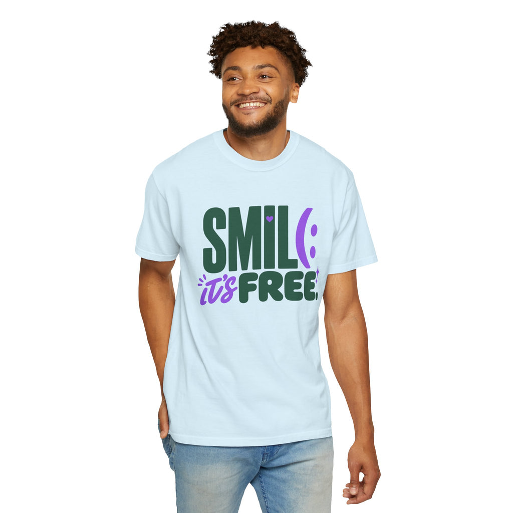 SMIL(: IT’S FREE. Forest Green & Purple Garment-Dyed Graphic Tee