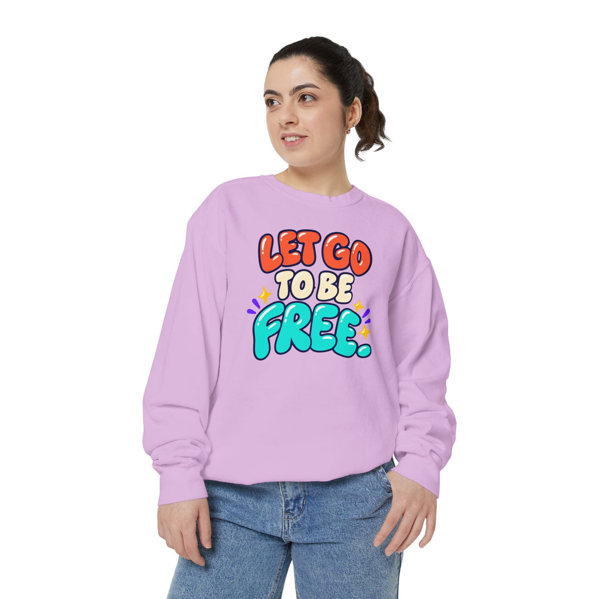 Let Go to Be Free Relaxed-Fit Sweatshirt — Lavender & Gray