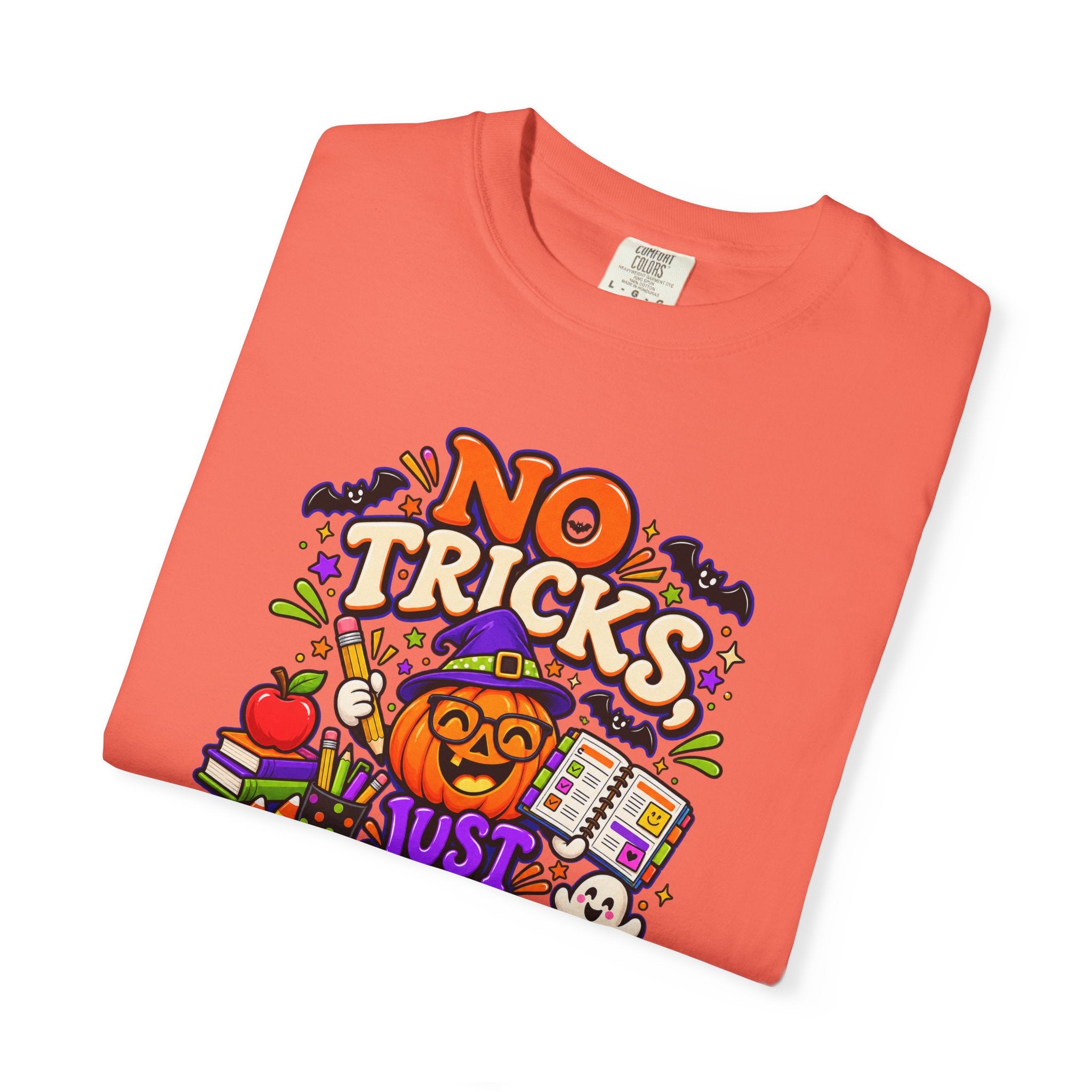 Halloween Teacher T-Shirt - "No Tricks, Just Lesson Plans"