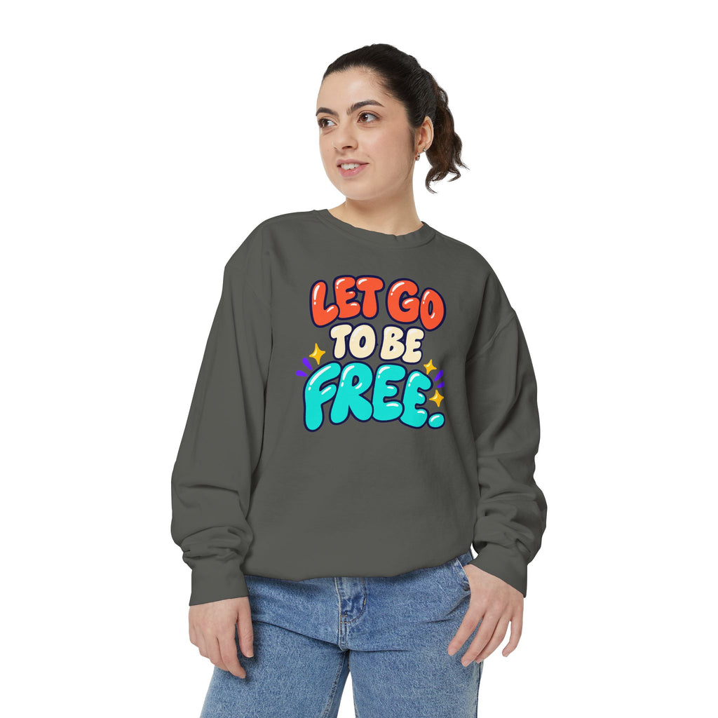 Let Go to Be Free Relaxed-Fit Sweatshirt — Lavender & Gray
