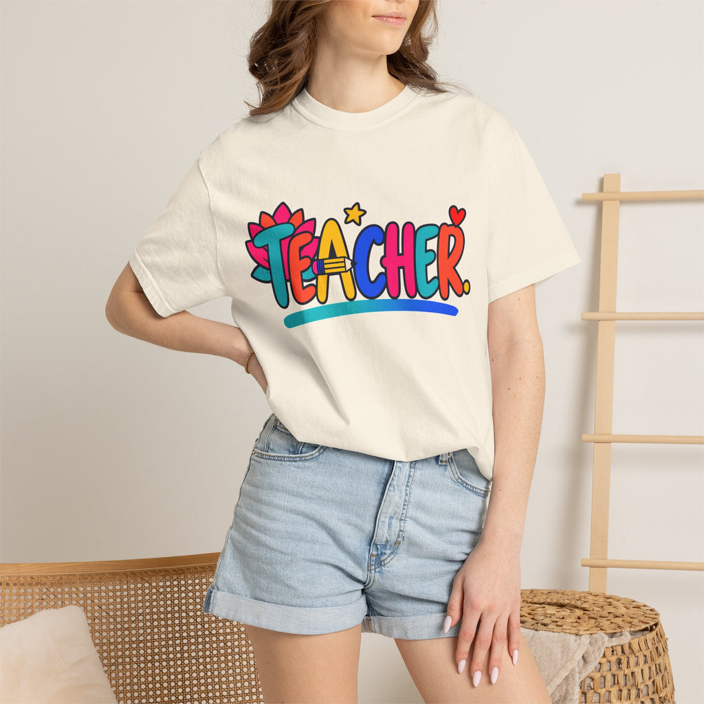 Colorful Teacher Comfort Colors® Heavyweight Tee 🍎✏️