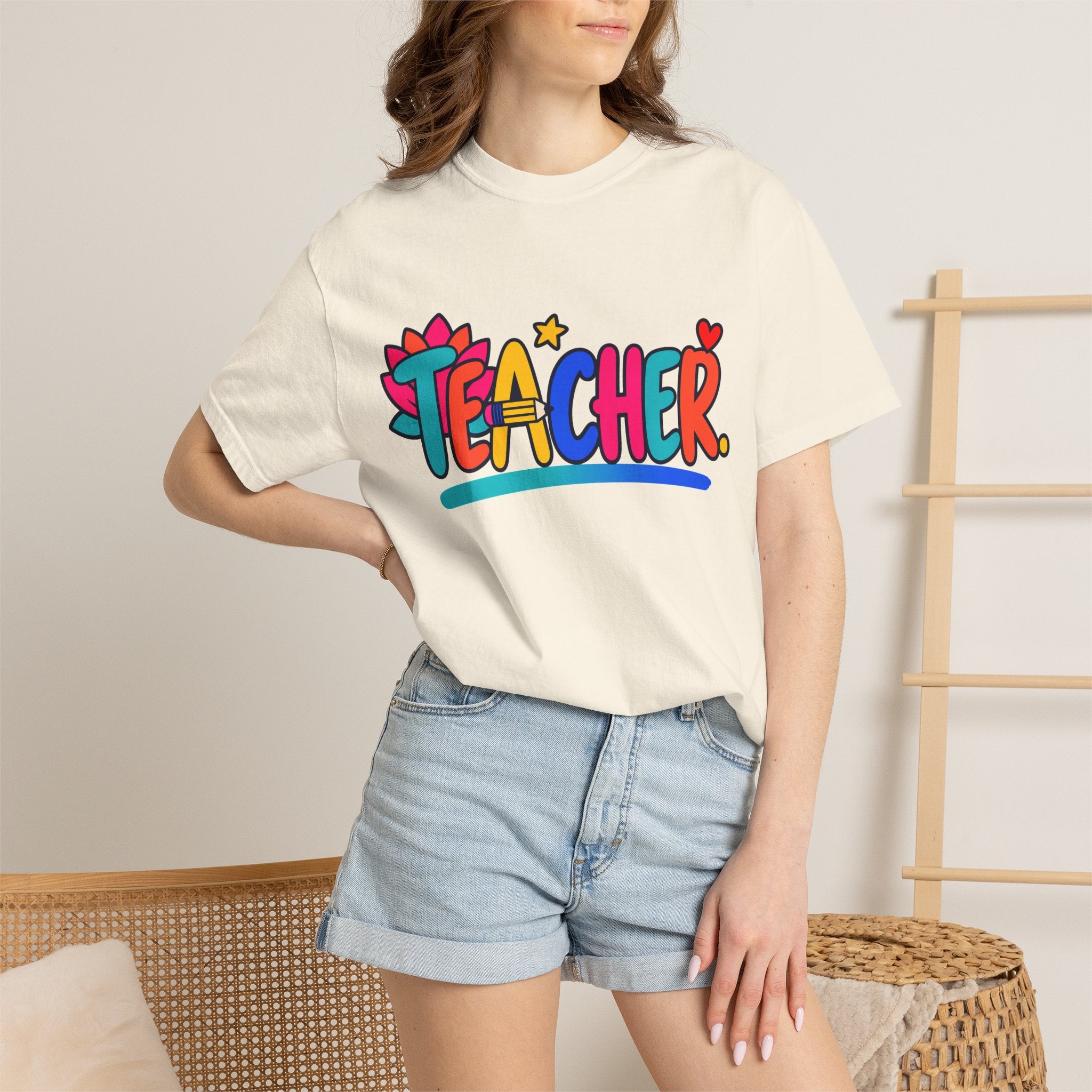 Colorful Teacher Comfort Colors® Heavyweight Tee 🍎✏️