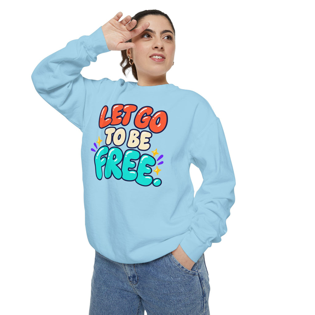 Let Go to Be Free Relaxed-Fit Sweatshirt — Lavender & Gray
