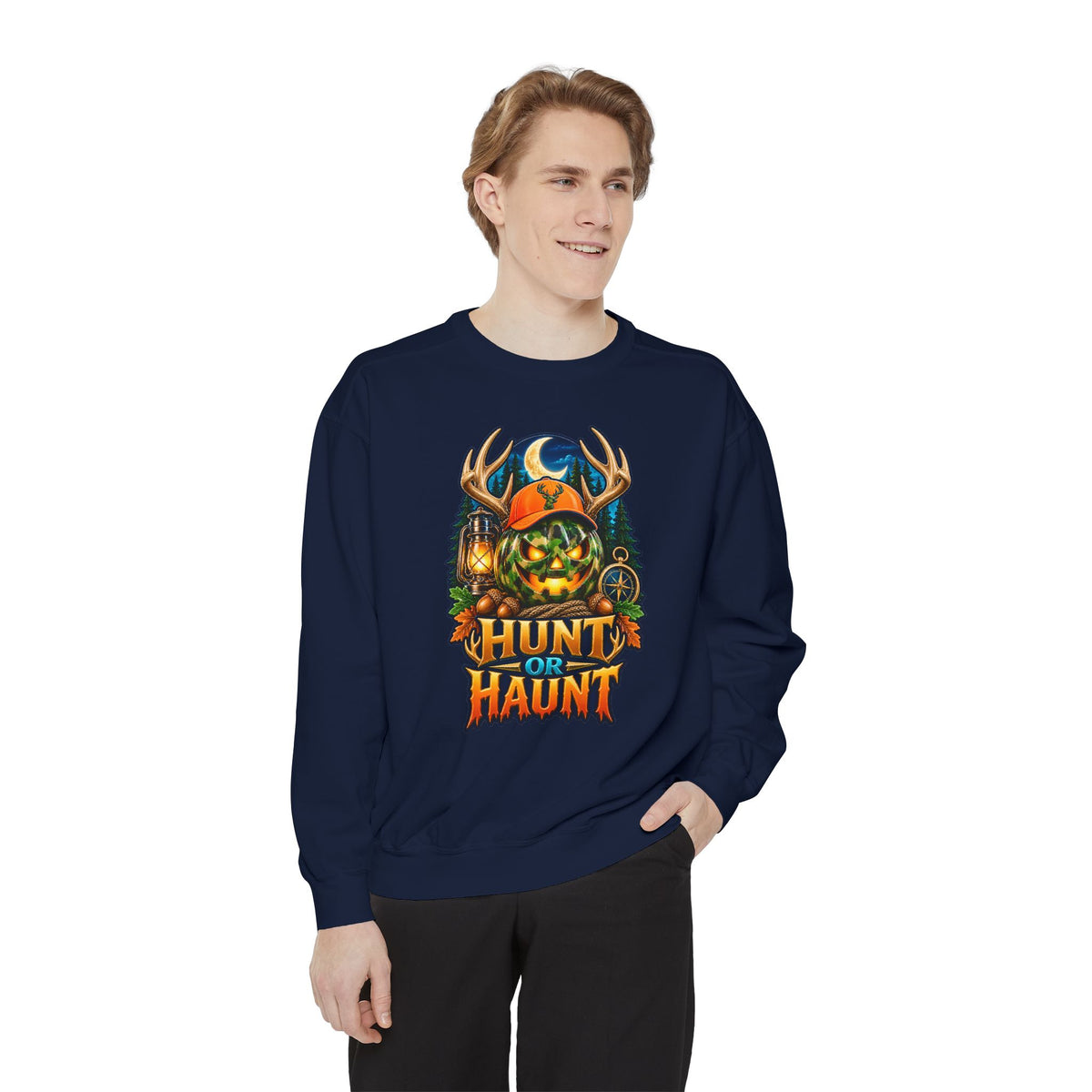 Hunt or Haunt Halloween Sweatshirt 🎃🍂 | Pumpkin Outdoor Crewneck