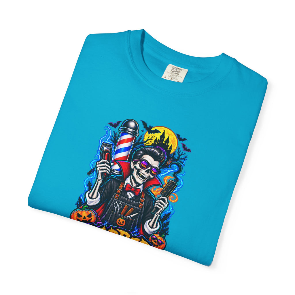 Barber of the Night Halloween Tee – Adult Unisex Barbershop Shirt