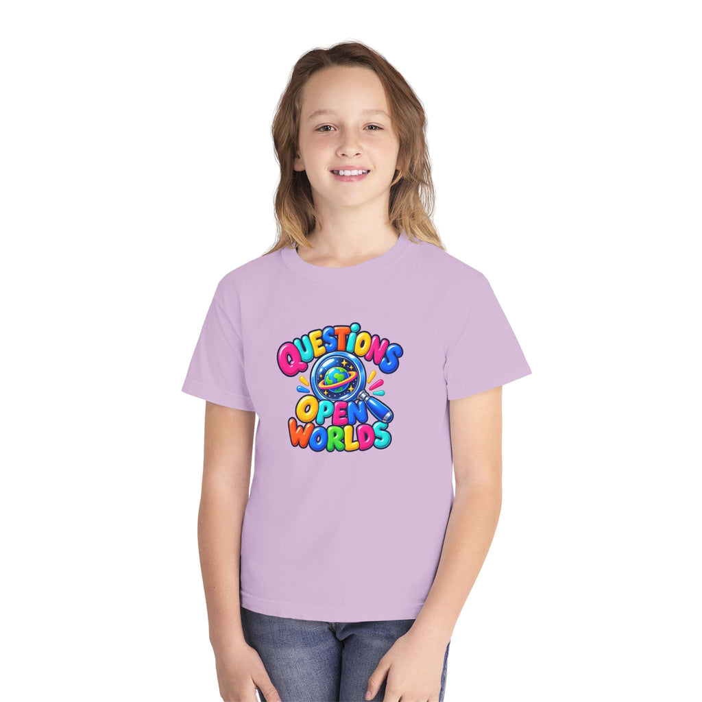 🌍 Questions Open Worlds Colorful Space Graphic Youth Tee