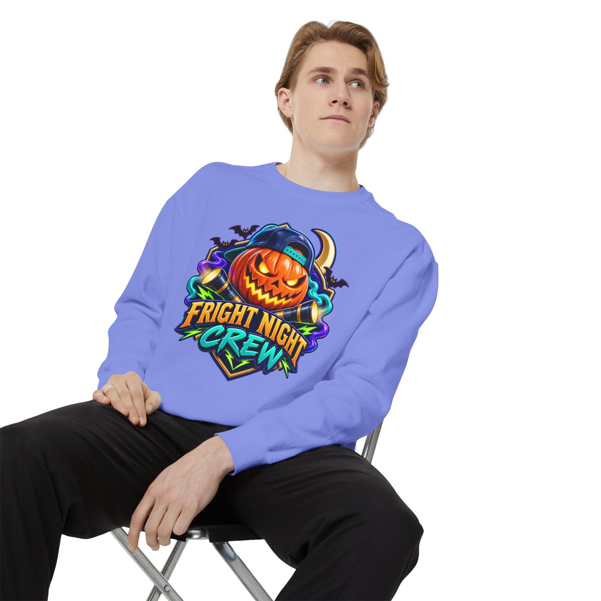 Fright Night Crew Halloween Sweatshirt 🎃 | Pumpkin Halloween Pullover