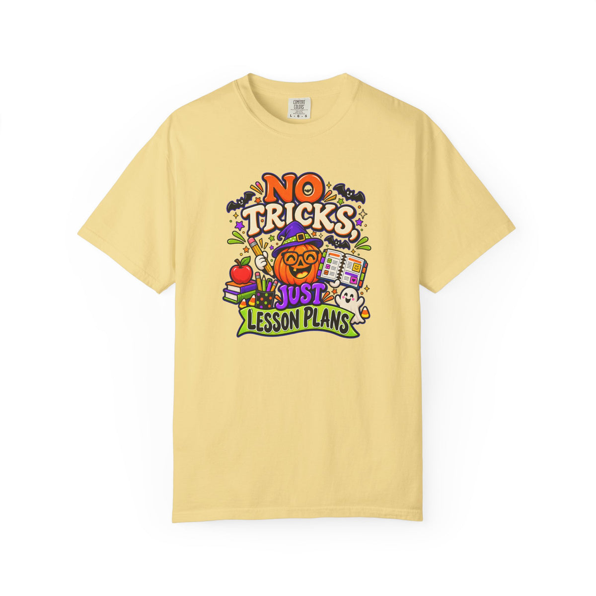 Halloween Teacher T-Shirt - "No Tricks, Just Lesson Plans"