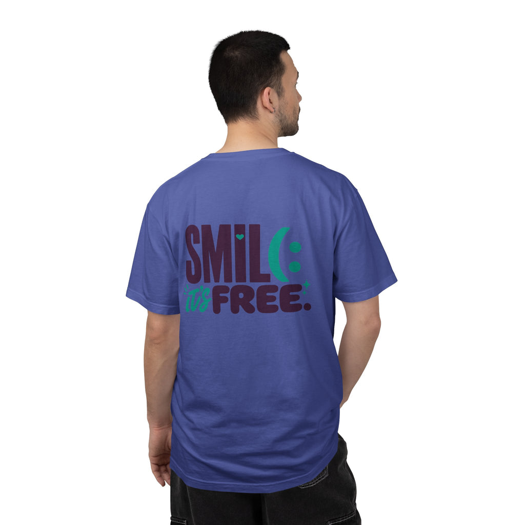 SMIL(: IT’S FREE. Front & Back Garment-Dyed Graphic Tee
