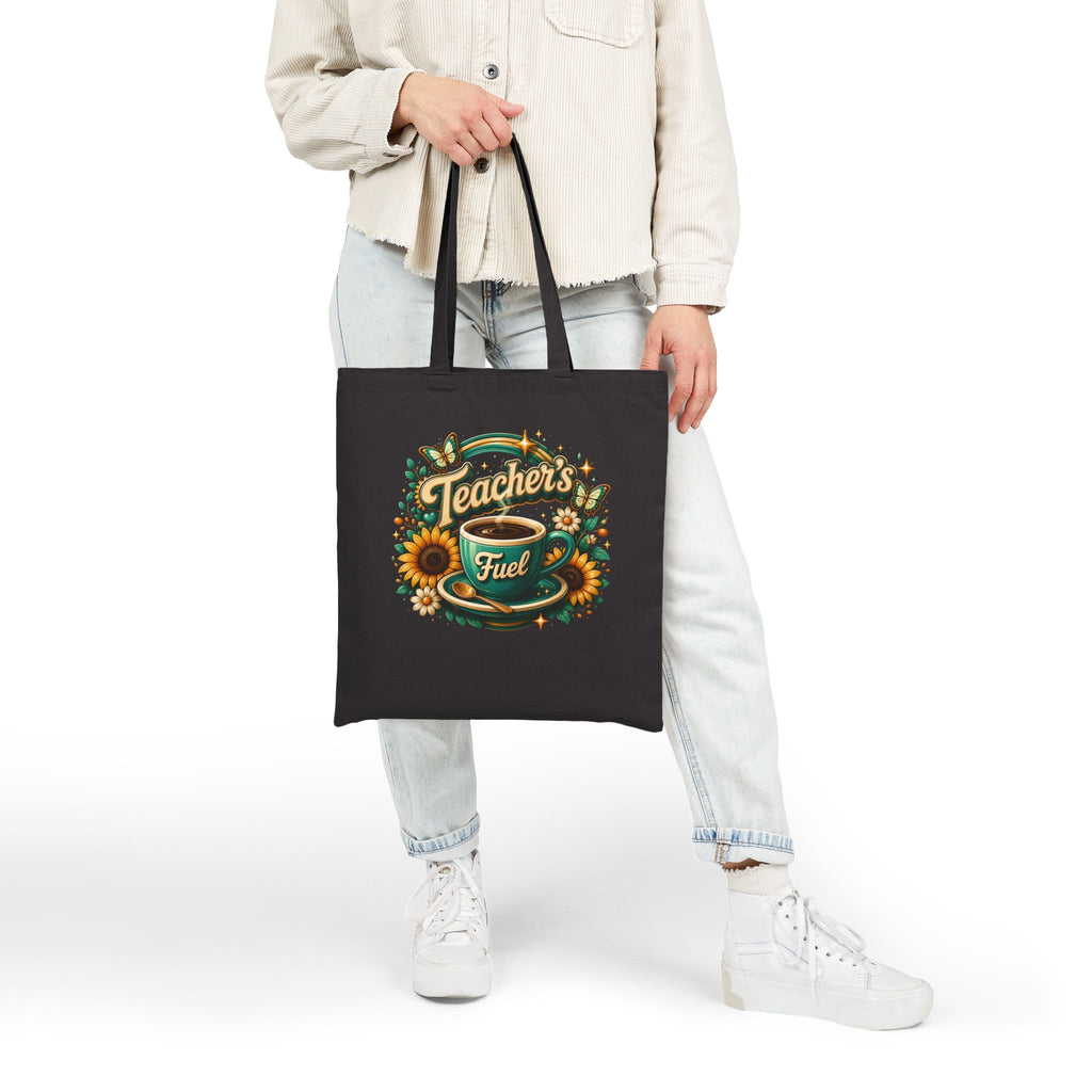 Teacher's Fuel Coffee and Sunflower - Canvas Tote Bag
