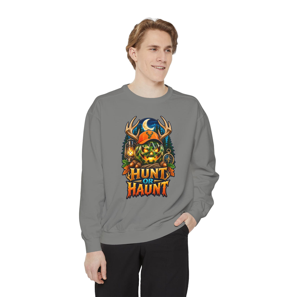 Hunt or Haunt Halloween Sweatshirt 🎃🍂 | Pumpkin Outdoor Crewneck