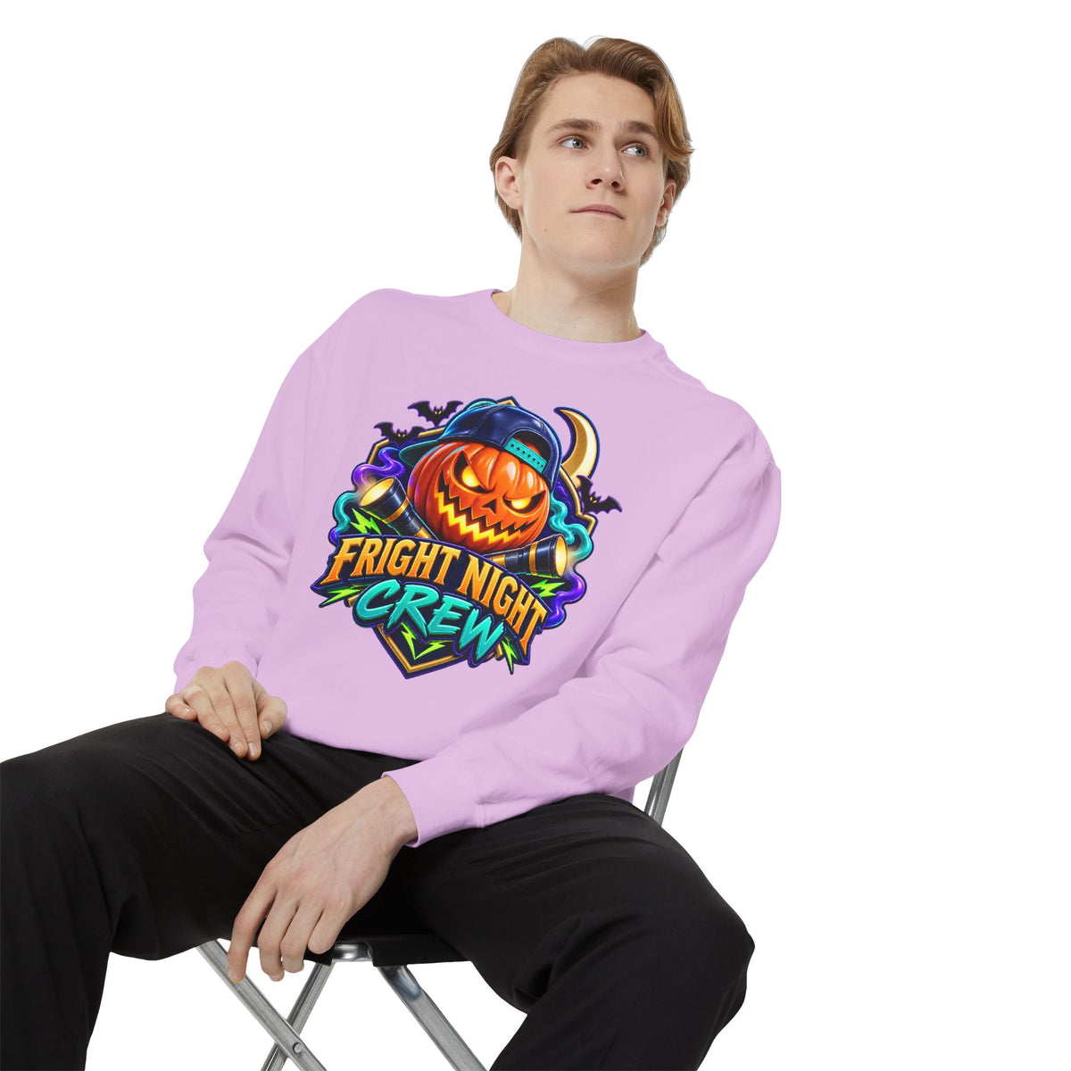 Fright Night Crew Halloween Sweatshirt 🎃 | Pumpkin Halloween Pullover