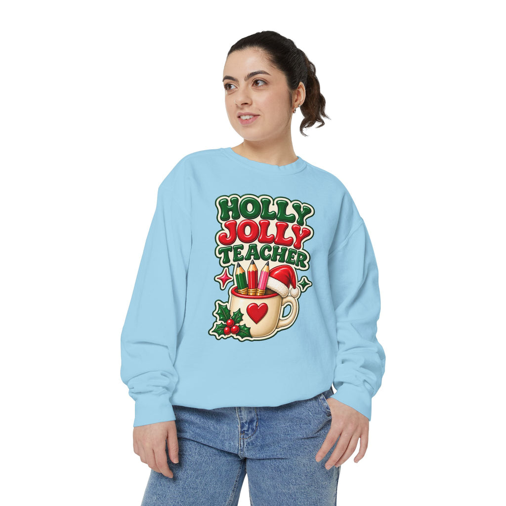 Holly Jolly Teacher Sweatshirt – Christmas Mug Holiday Teacher Gift