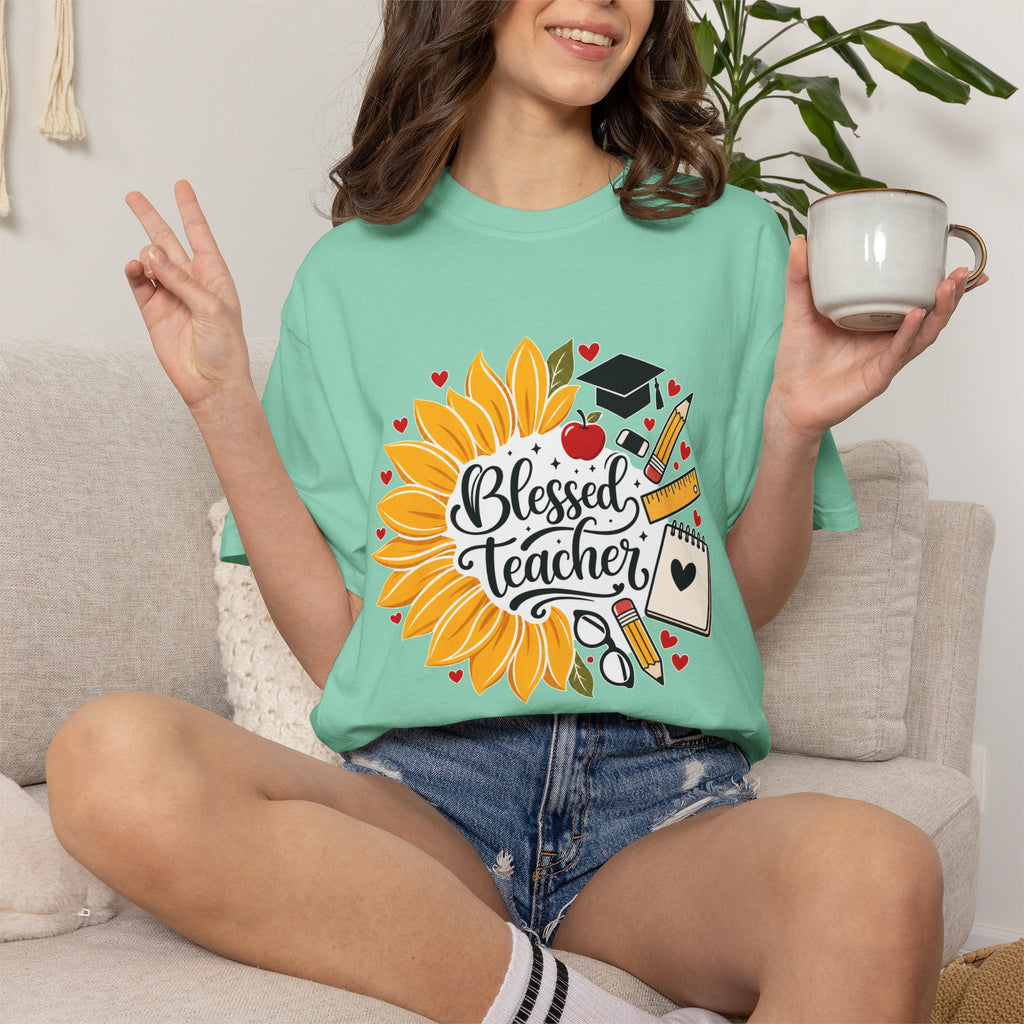 Blessed Teacher Heavyweight Tee 🌻📚✏️