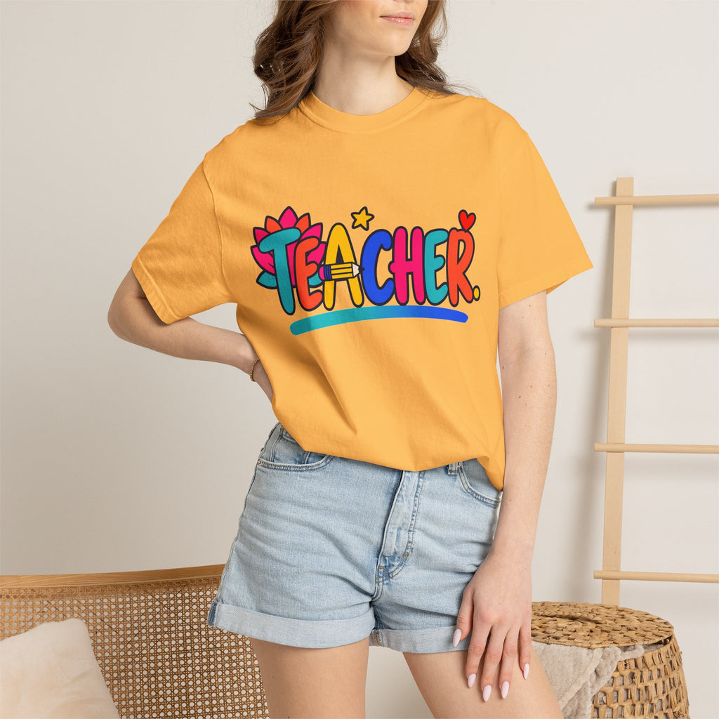 Colorful Teacher Comfort Colors® Heavyweight Tee 🍎✏️