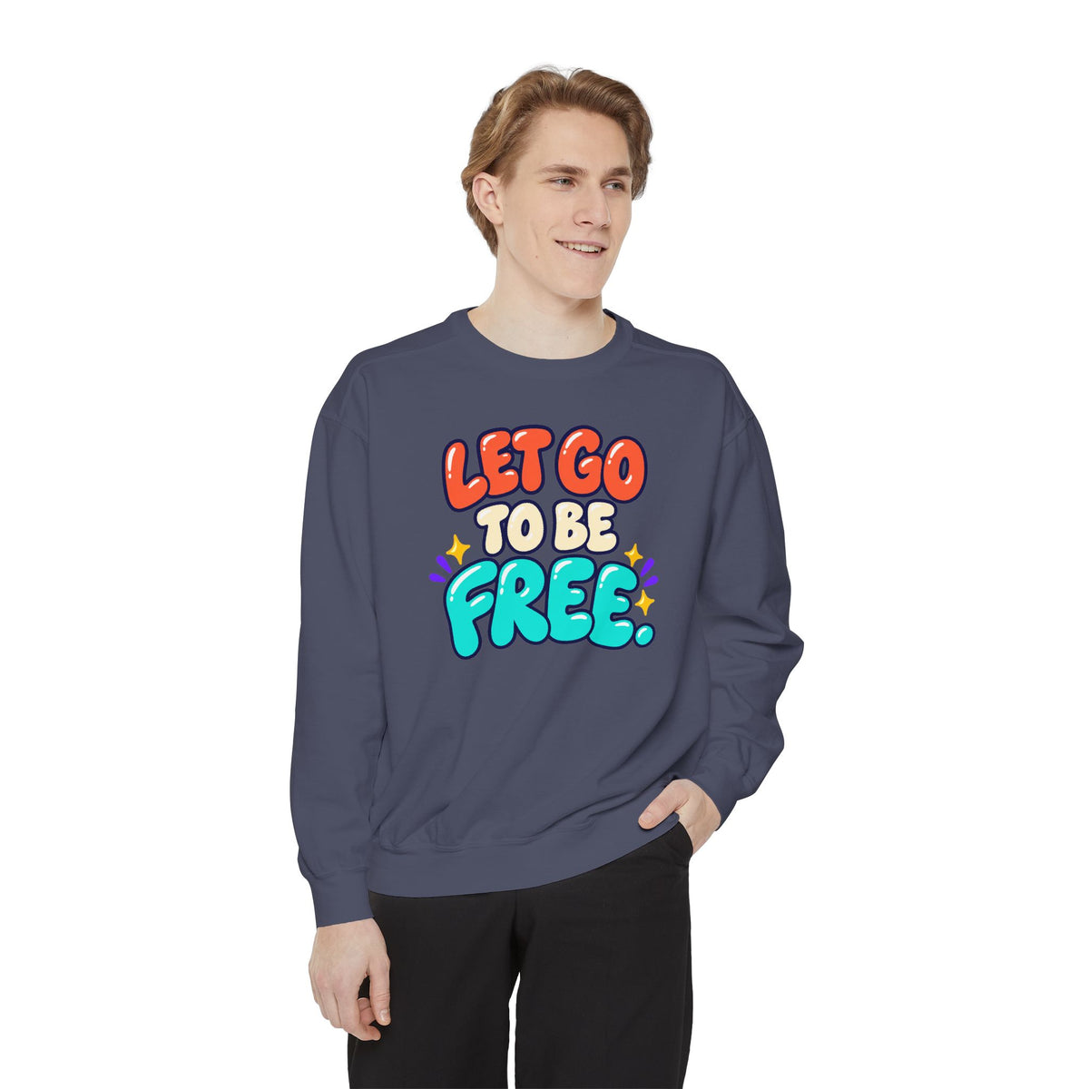 Let Go to Be Free Relaxed-Fit Sweatshirt — Lavender & Gray