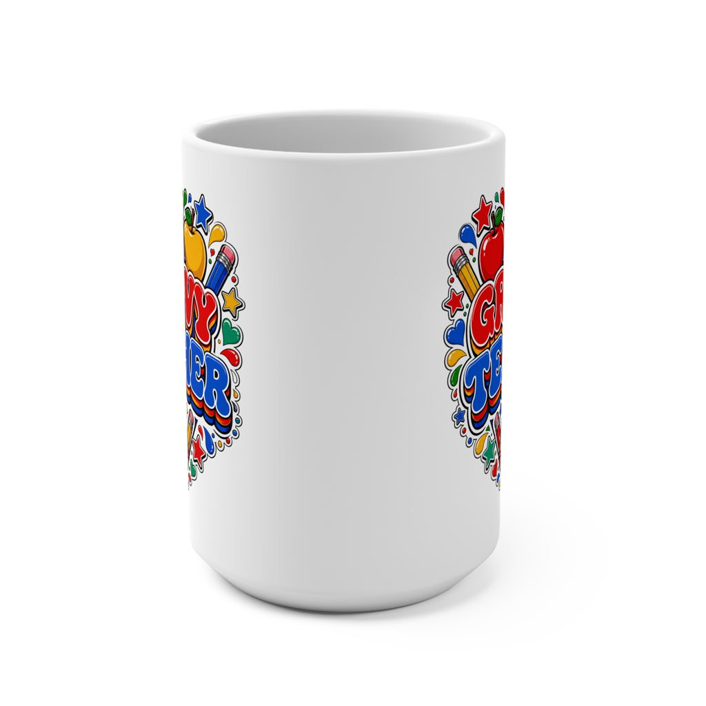 Groovy Teacher Retro Coffee Cup - Colorful School-Themed Teacher Gift | Teacher Appreciation Mug