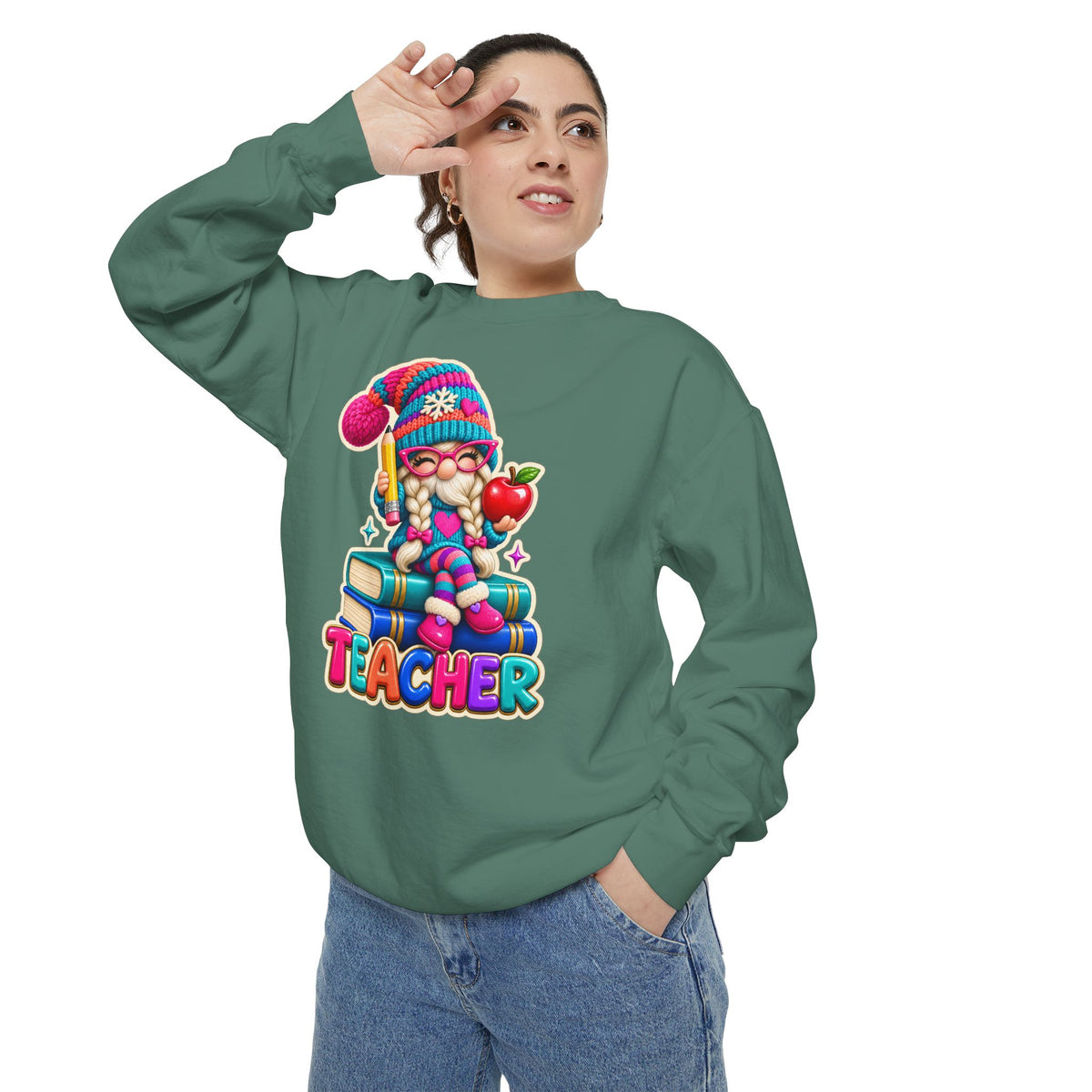 Teacher Gnome Book Lover Holiday Sweatshirt