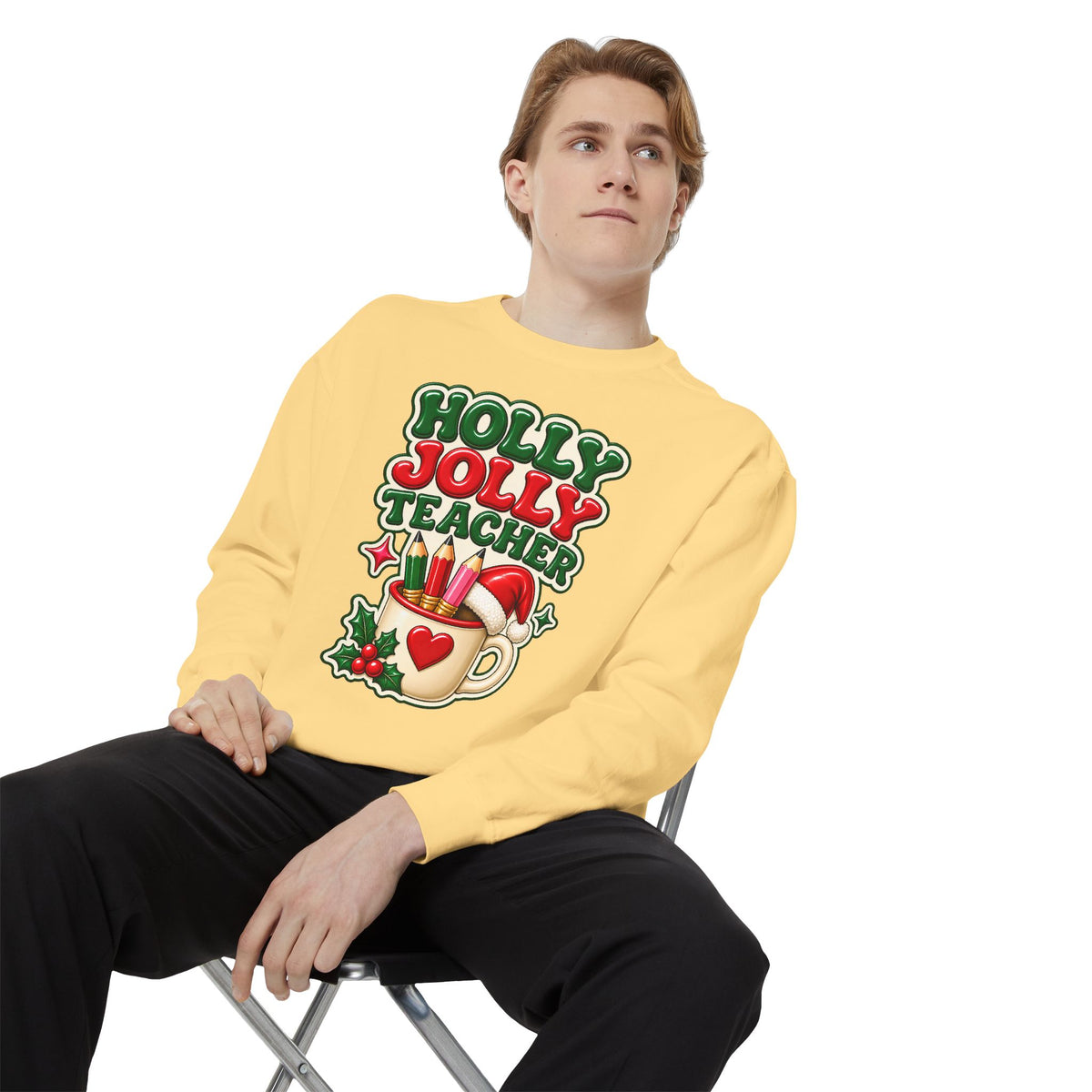 Holly Jolly Teacher Sweatshirt – Christmas Mug Holiday Teacher Gift