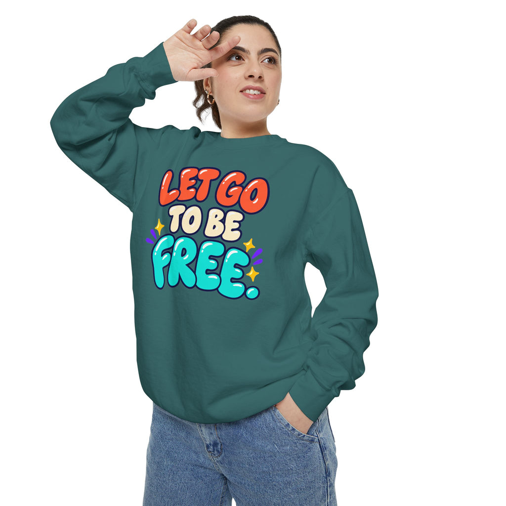 Let Go to Be Free Relaxed-Fit Sweatshirt — Lavender & Gray