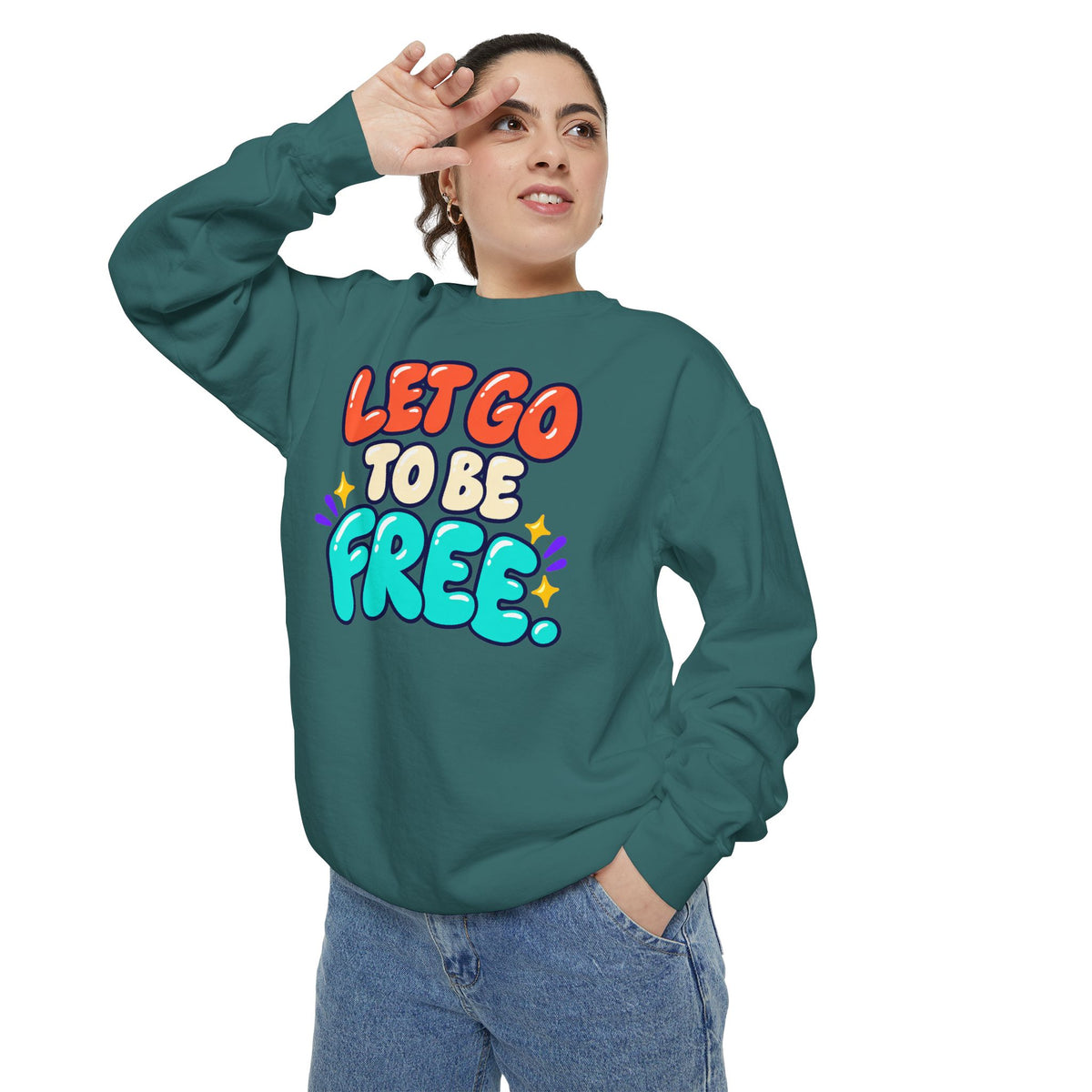Let Go to Be Free Relaxed-Fit Sweatshirt — Lavender & Gray