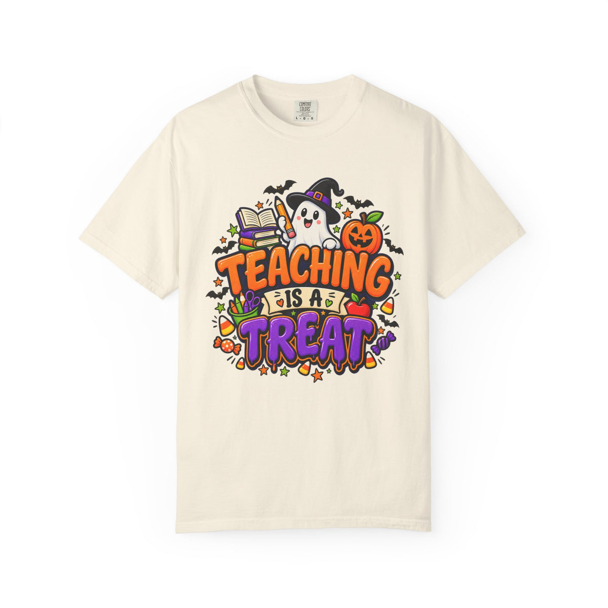 Teaching Is a Treat Halloween T-Shirt — Cute Ghost & Pumpkin Teacher Tee