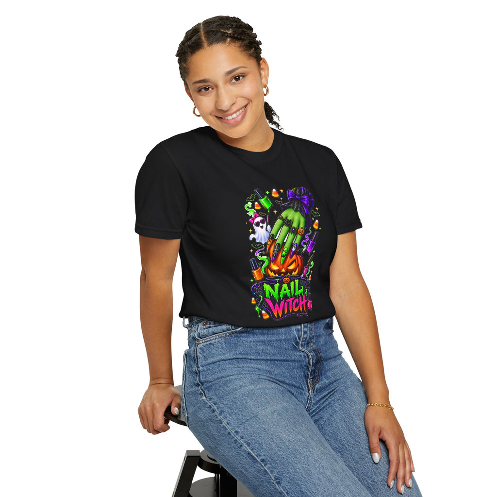 Nail Witch Halloween Tee – Adult Unisex Nail Tech & Beauty Salon Shirt