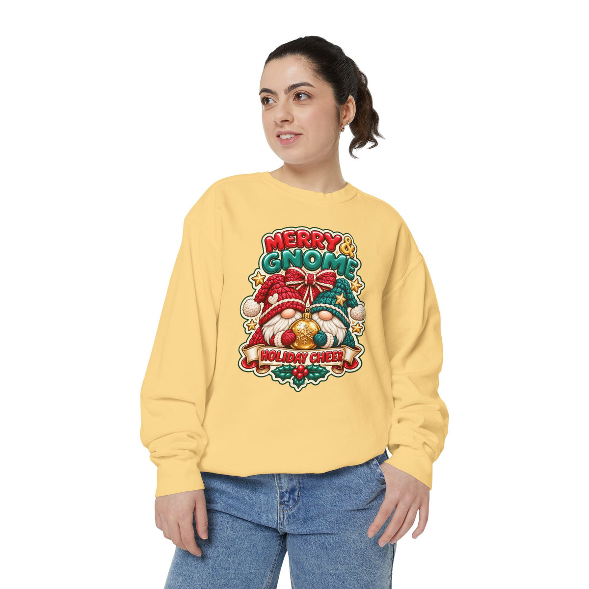 Merry and Gnome Holiday Cheer Sweatshirt — Cute Christmas Design