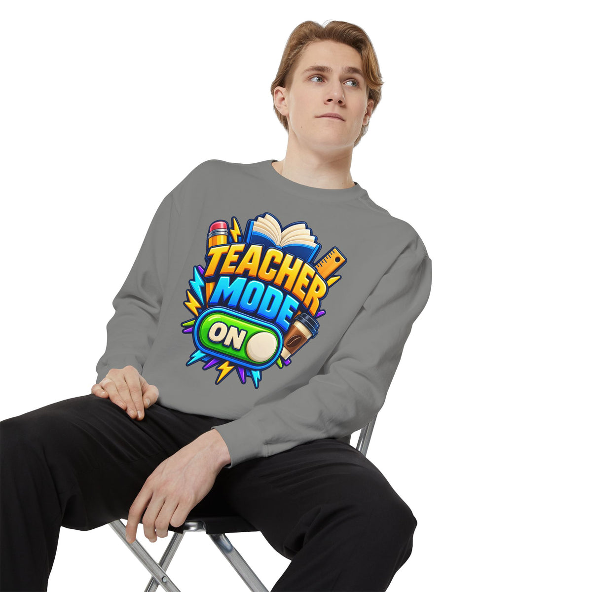 Teacher Mode On Sweatshirt 📚☕ | Funny Teacher Crewneck