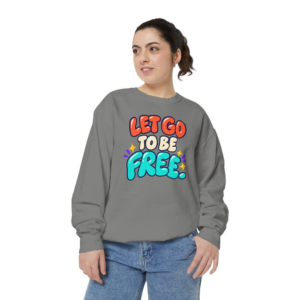 Let Go to Be Free Relaxed-Fit Sweatshirt — Lavender & Gray