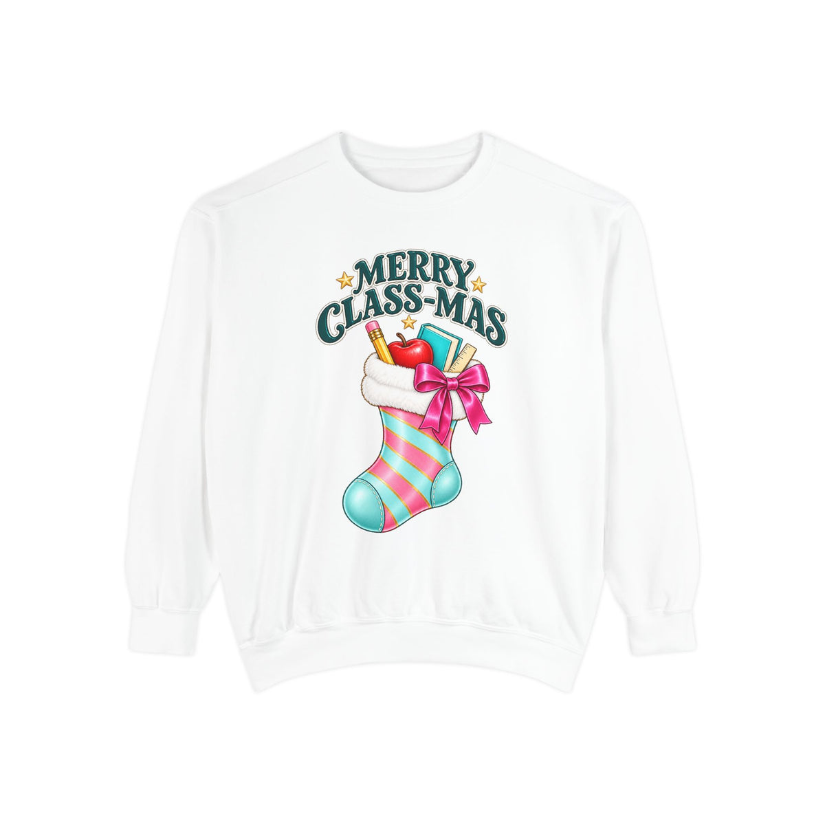 Merry Class-mas Sweatshirt — Christmas Teacher Holiday Stocking Crewneck