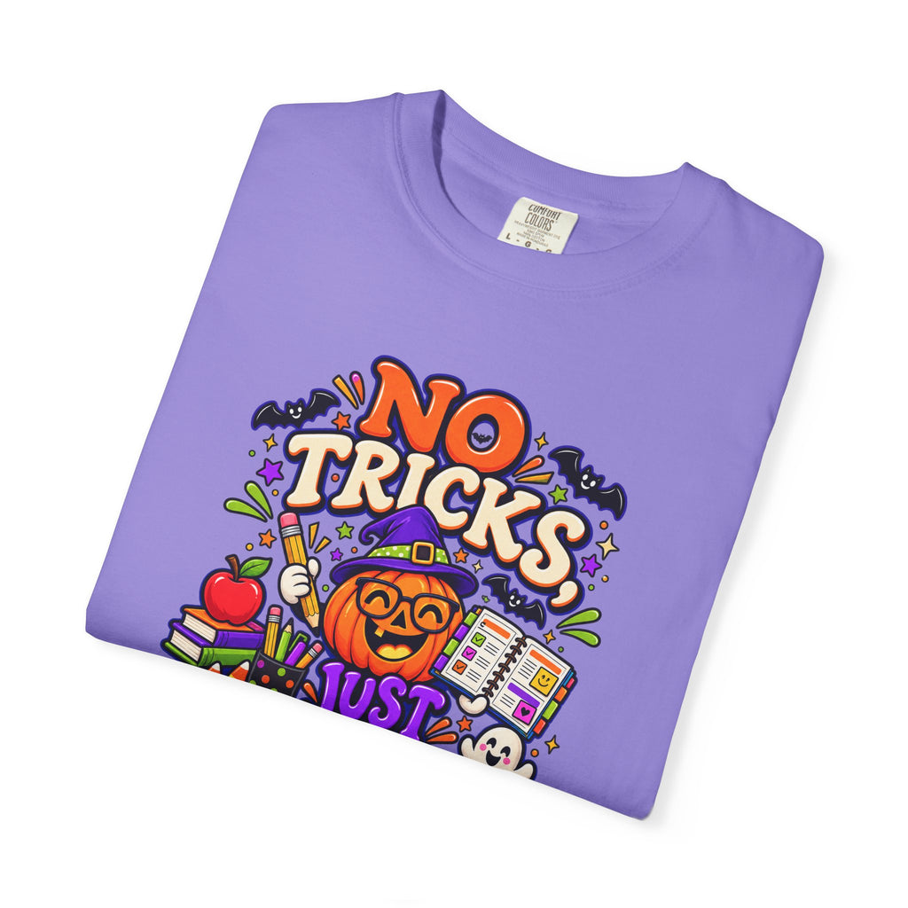 Halloween Teacher T-Shirt - "No Tricks, Just Lesson Plans"