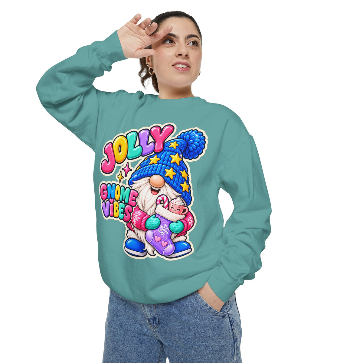 Jolly Gnome Vibes Christmas Sweatshirt