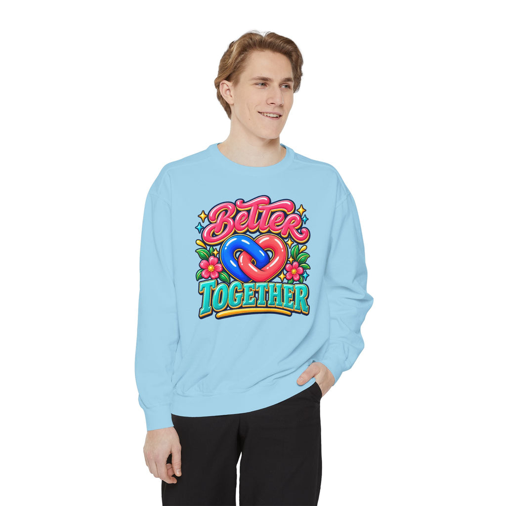 Better Together Heart Sweatshirt — Yellow & Aqua