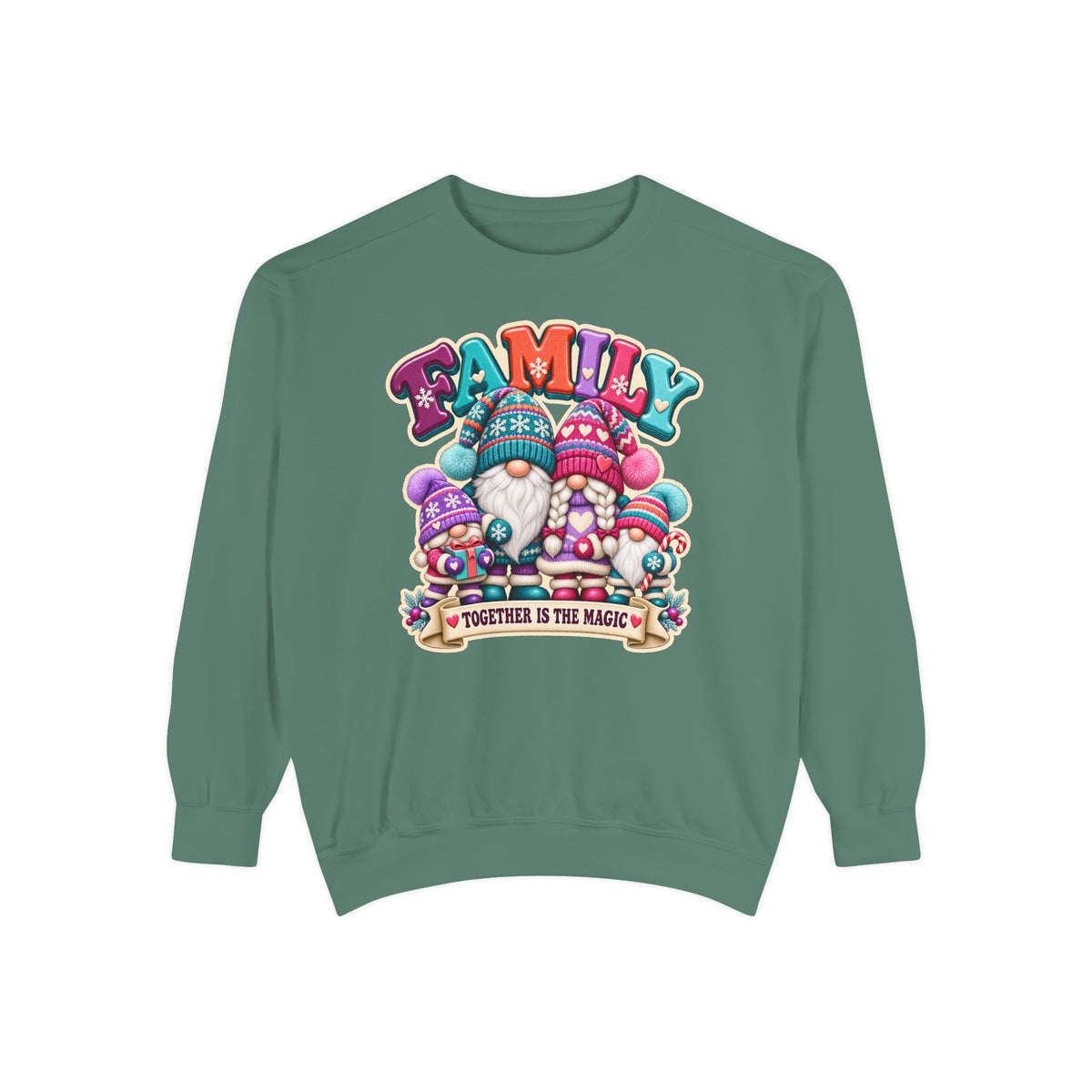 Family Gnomes "Together Is The Magic" Cozy Christmas Sweatshirt
