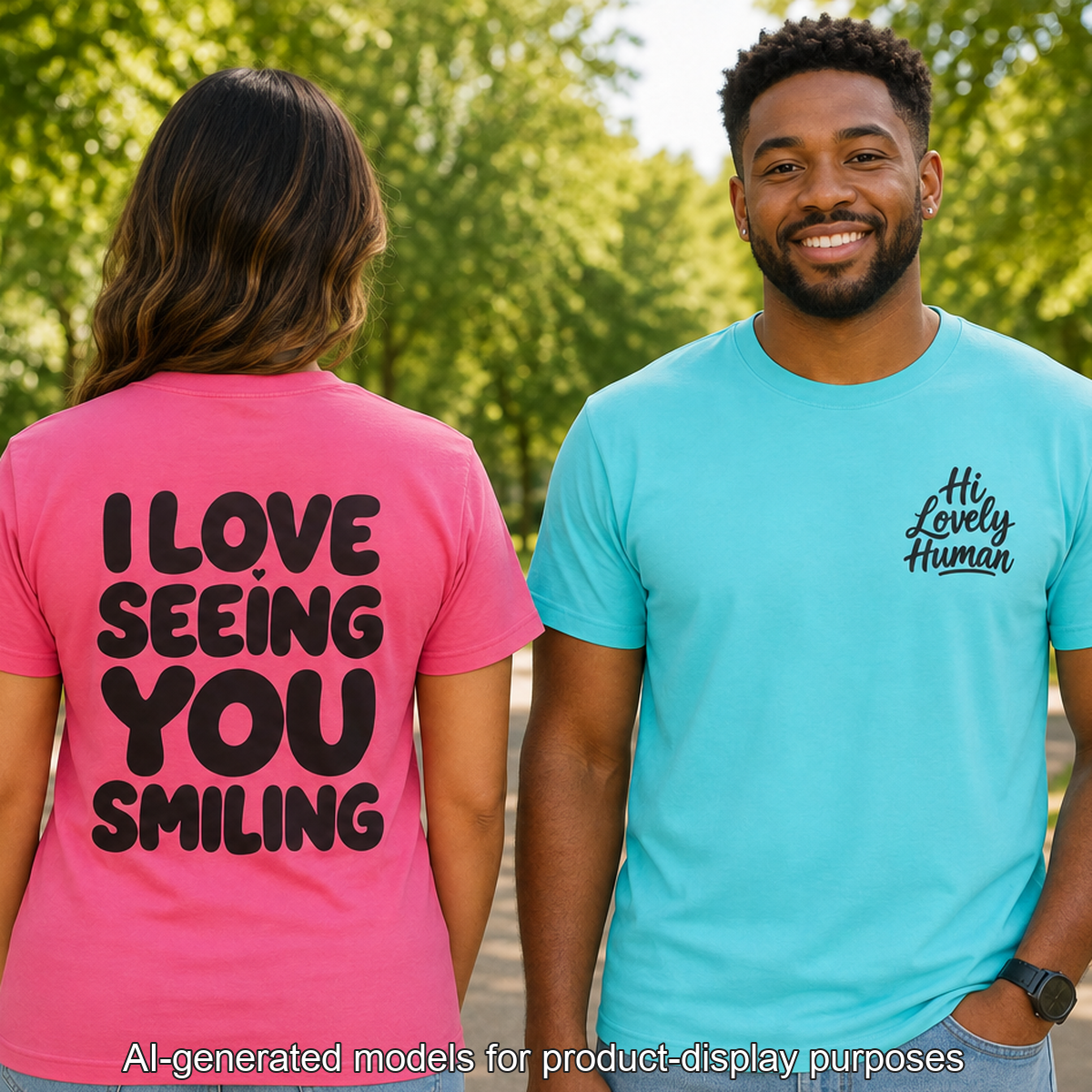 Hi Lovely Human T-Shirt – Positive Message Front & Back Adult Tee